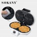 Вафельница для толстых вафель SOKANY KJ-510 з антипригарным покритием, белый